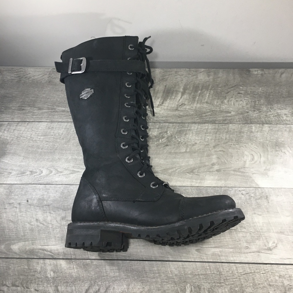 Women's HARLEY DAVIDSON Motorcycle D81489 Savannah Black Leather Boots Size 10 - Picture 9 of 11